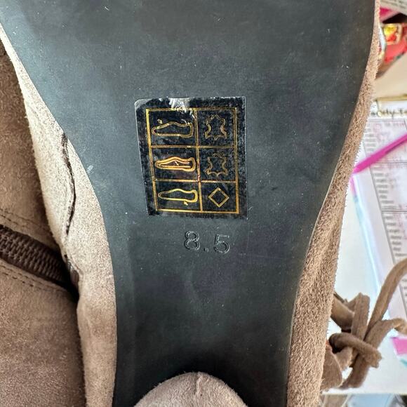 Jeffrey Campbell Women’s Lace Up Zaun-Hi Taupe Suede Boot Heels Size 8.5 - Picture 11 of 11